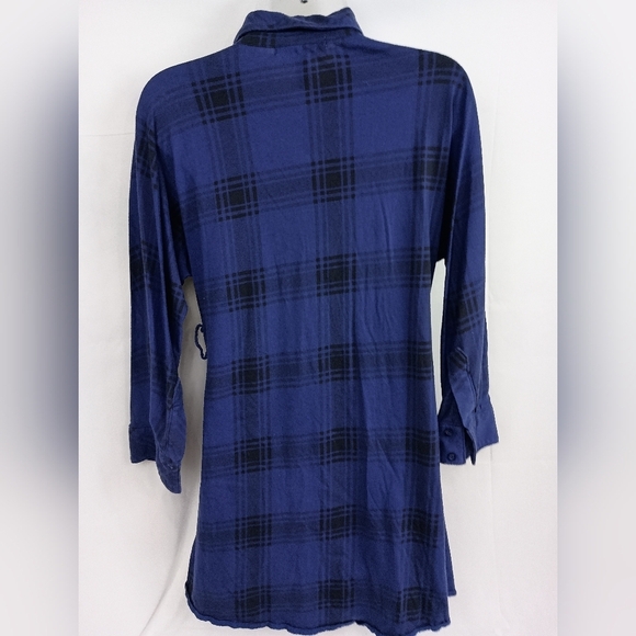 2/$30 AMERICAN RAG Studded Blue & Black Plaid Western Button Down Tunic (#1,287) - Picture 7 of 11